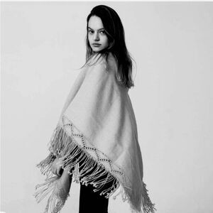 Suzani Baby Alpaca Asymmetrical Macramé Poncho.